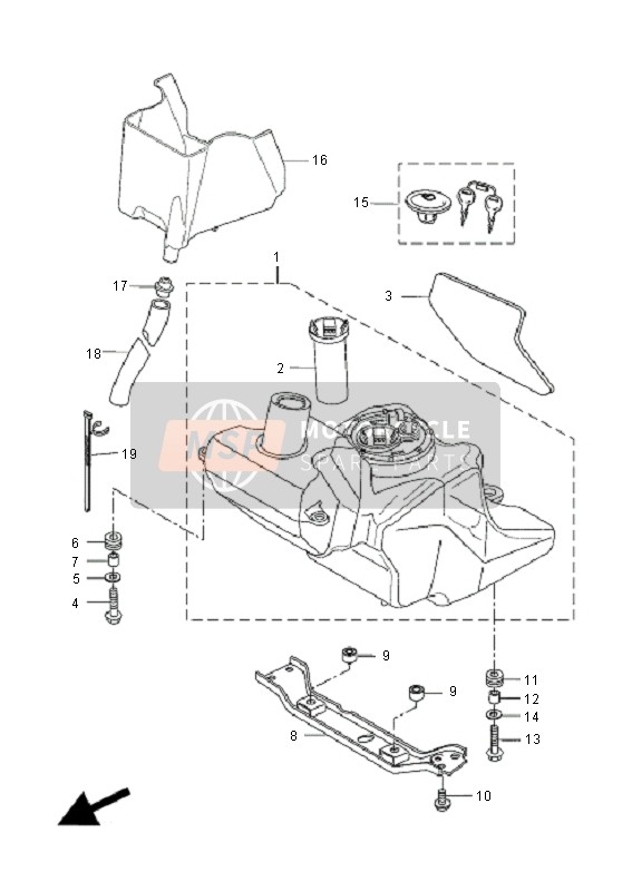 3VLF45450000, Abstandhalter, Kraftstoffha, Yamaha, 0